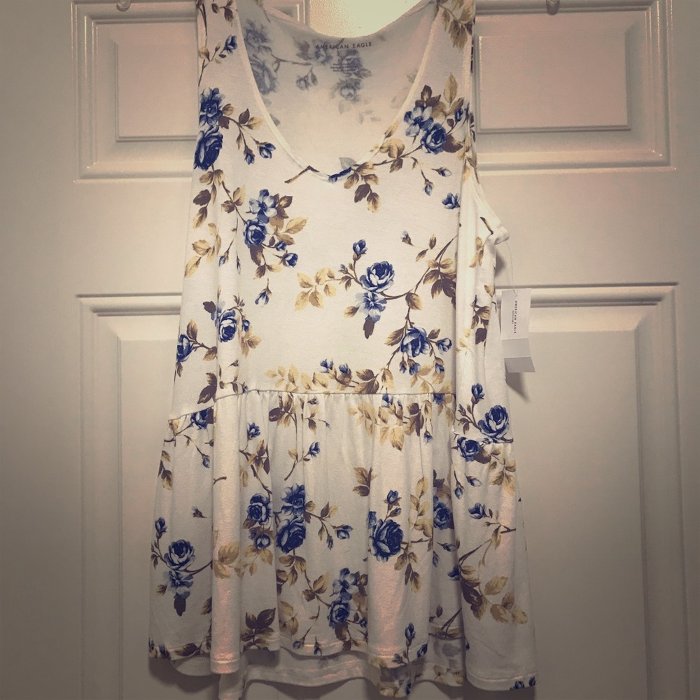 NWT American Eagle Floral Peplum Tank - Small